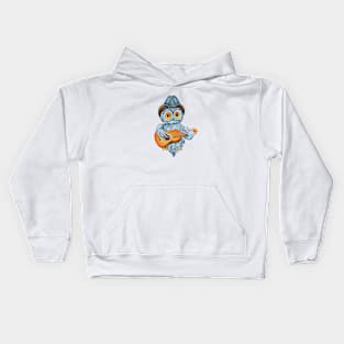 Owl with a guitar Kids Hoodie